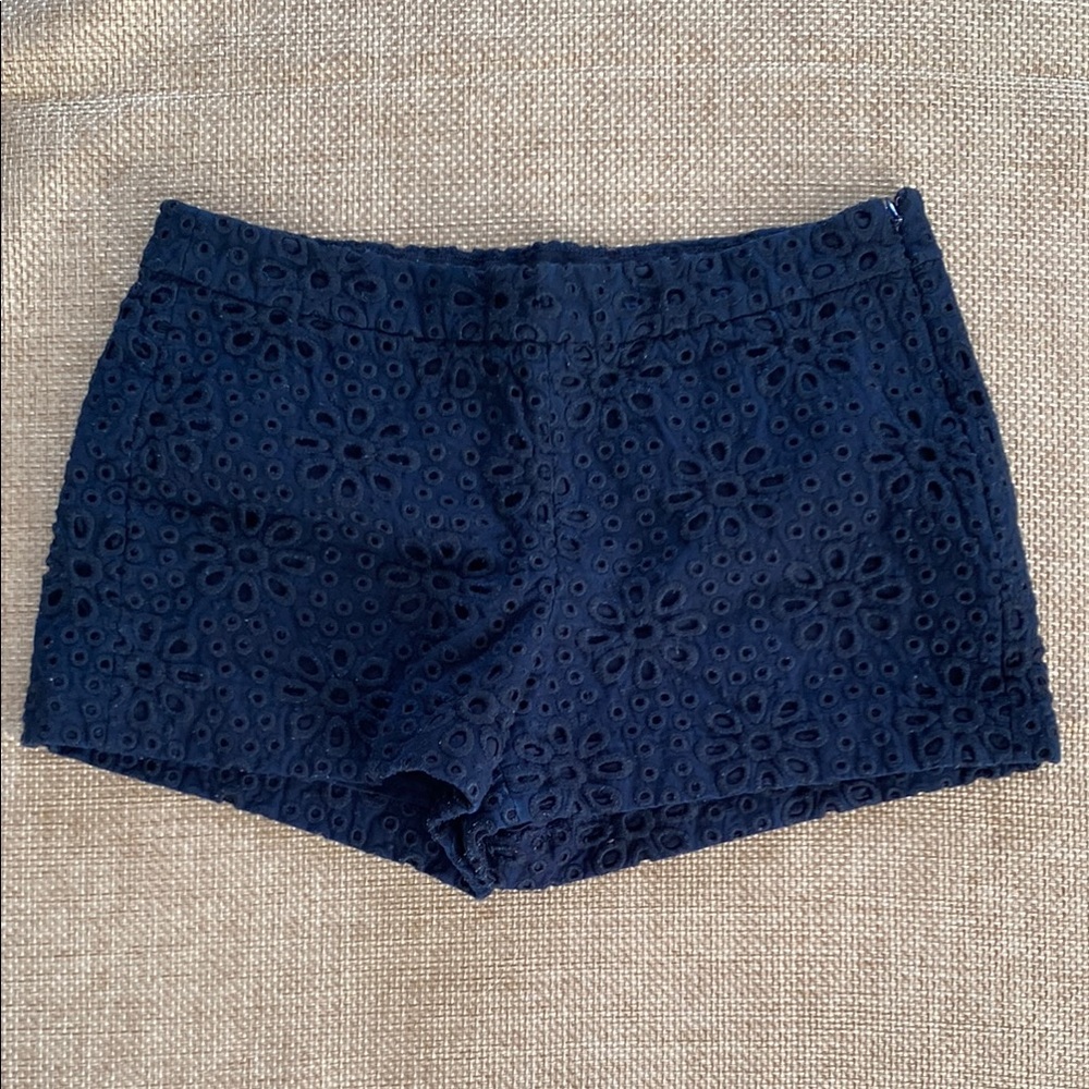 J. Crew Blue High Waist Eyelet Shorts